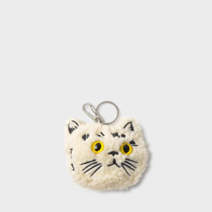 Porte clef tete de chat en fourrure
