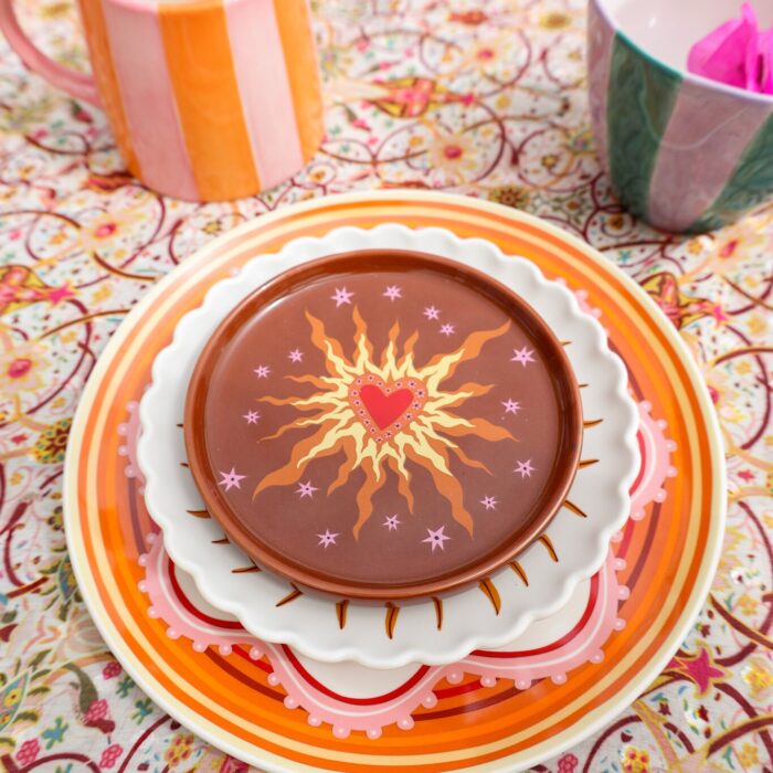 vide poche coeur en ceramique peint à la main