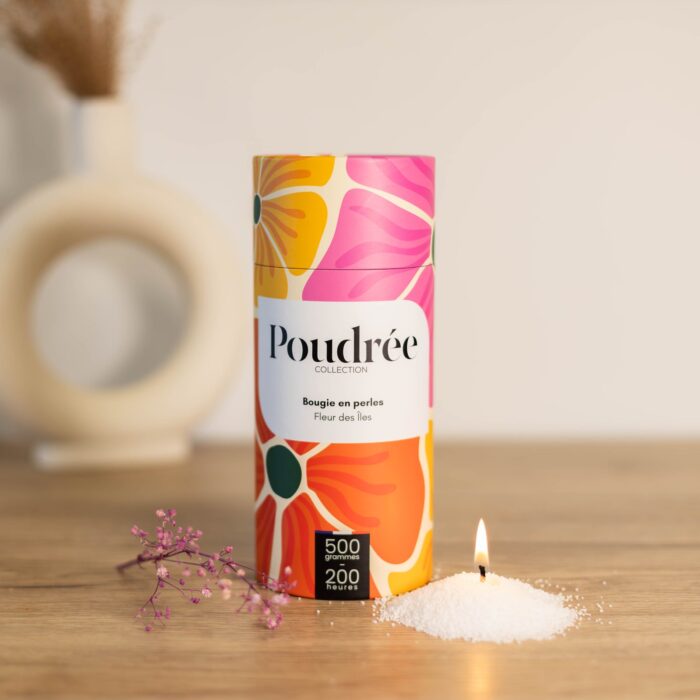 Bougie en perles Fleur des Îles Poudrée Paris, 500 g