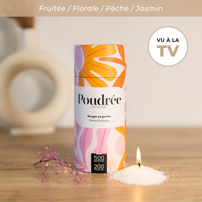 Bougie en perles Pêche Exotique Poudrée Paris, 500 g
