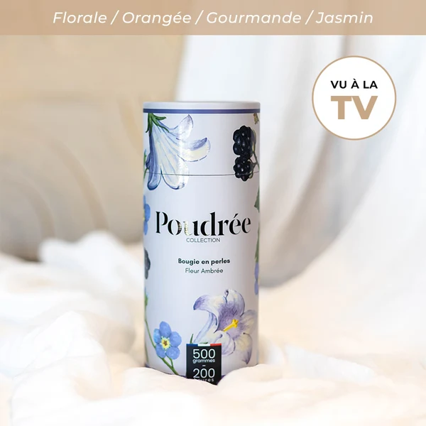 Bougie en perles Fleur Ambrée – Poudrée Paris