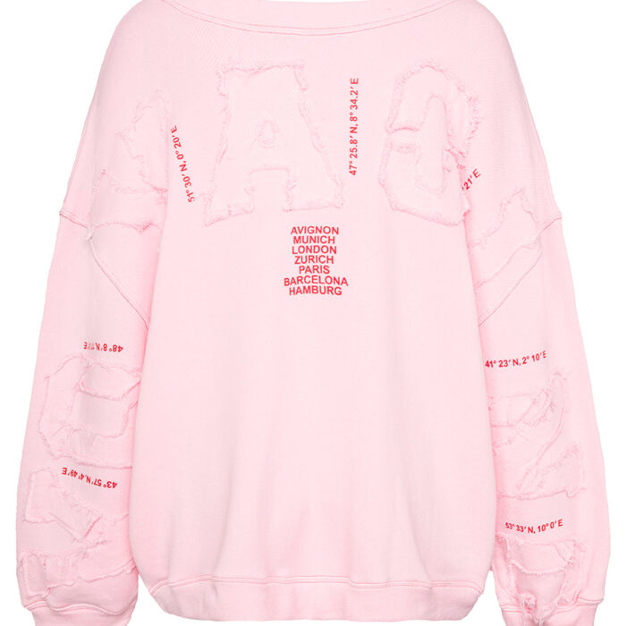 Sweat Voyaging Liv Bergen rose Candy avec inscription au dos