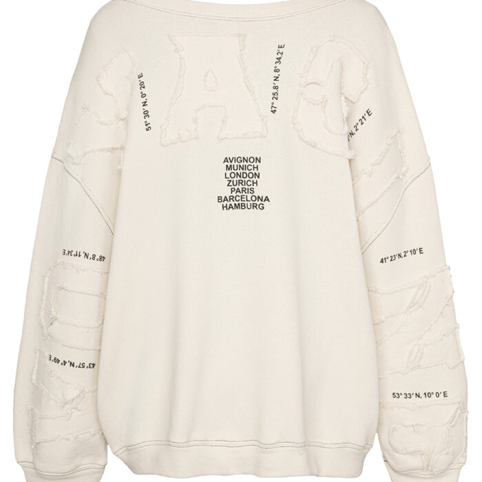 Sweat Voyaging Liv Bergen écru Tofu avec inscription au dos