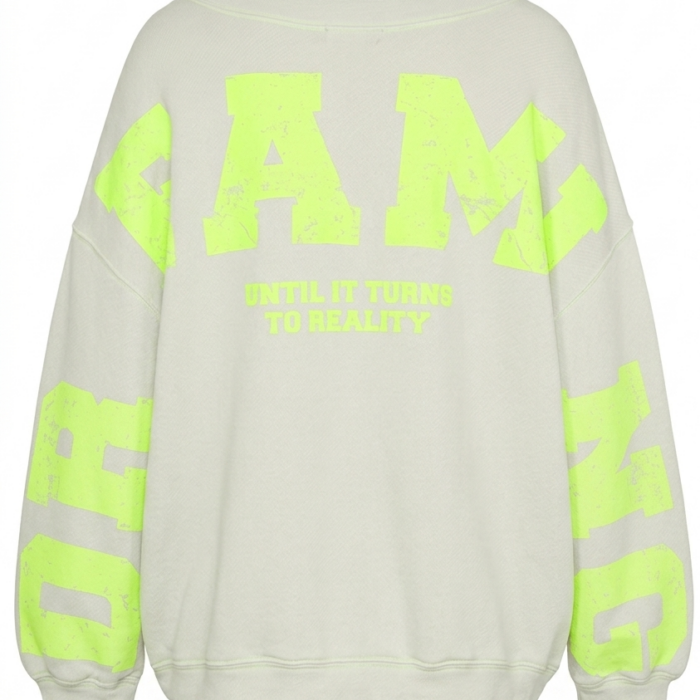 Sweat Dreaming Liv Bergen bleu glacier avec inscription au dos